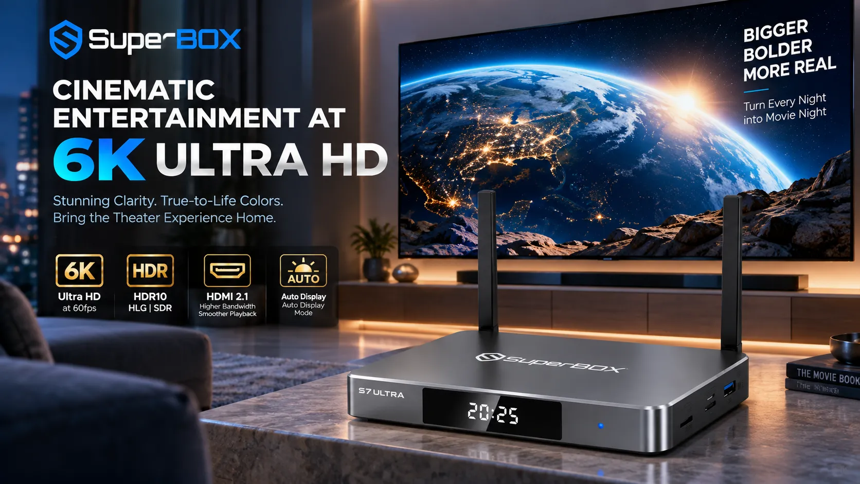 Cinematic 6K Ultra HD entertainment experience with SuperBox S7 Ultra