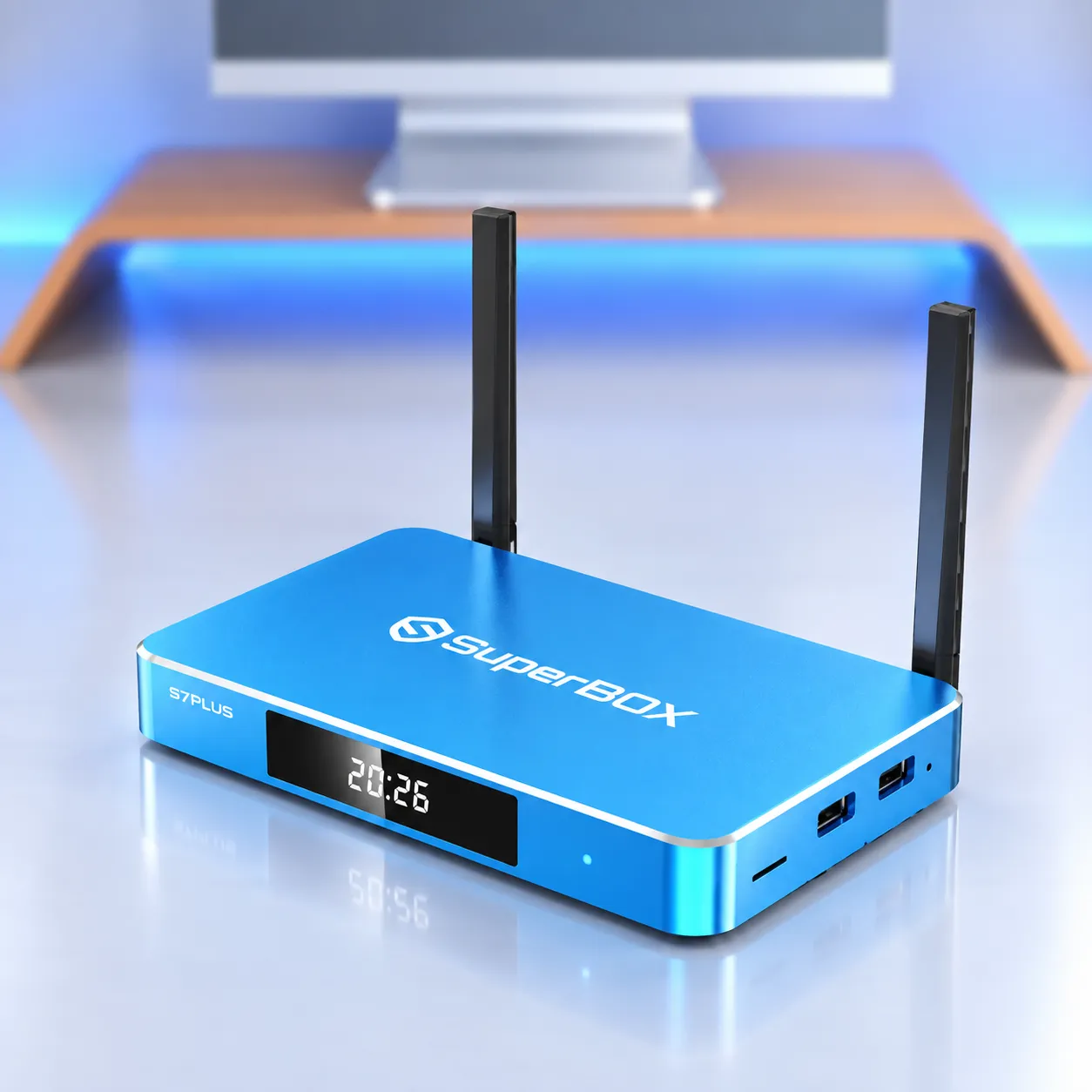 Front angled product view of SuperBox S8 Plus