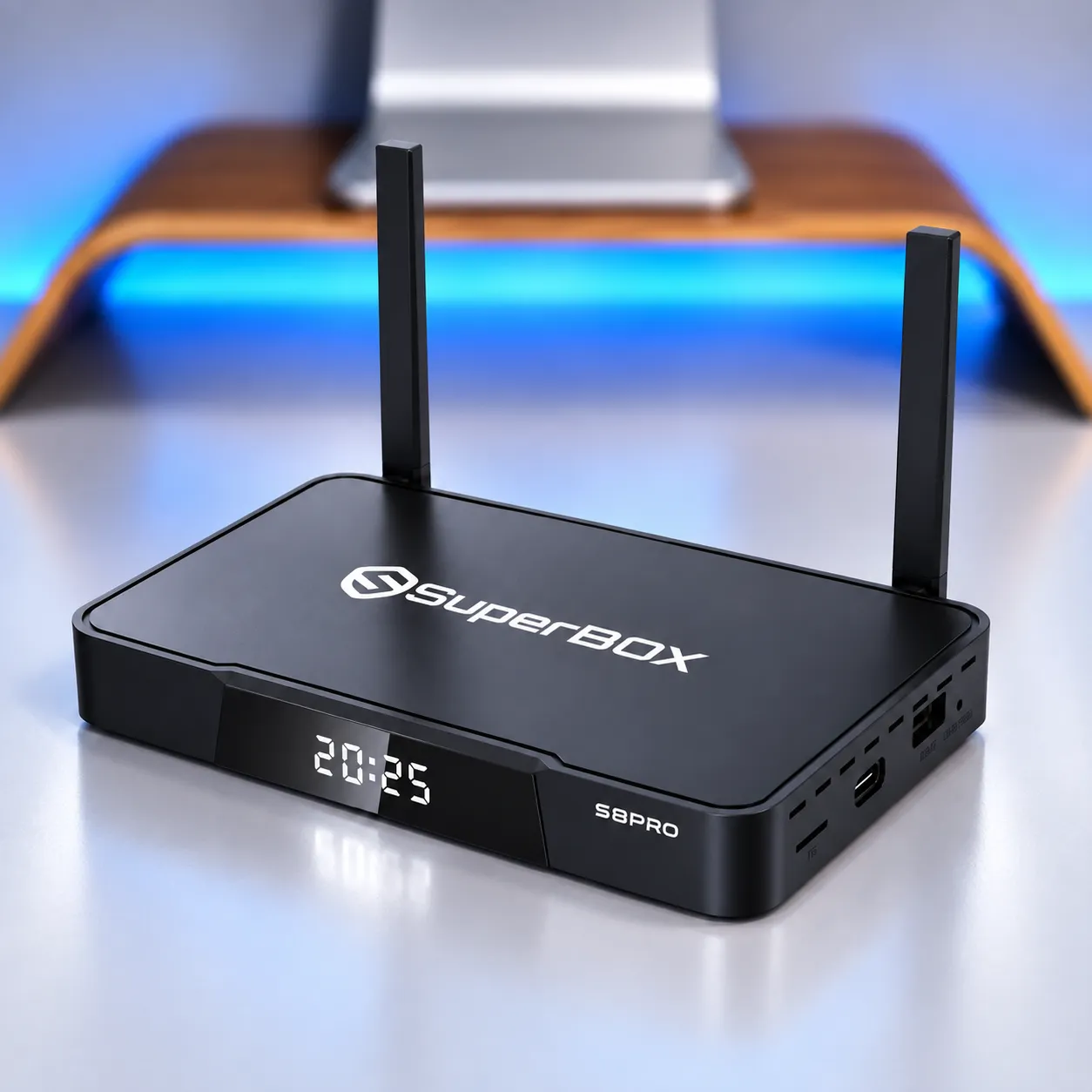 Front angled product view of SuperBox S8 Pro