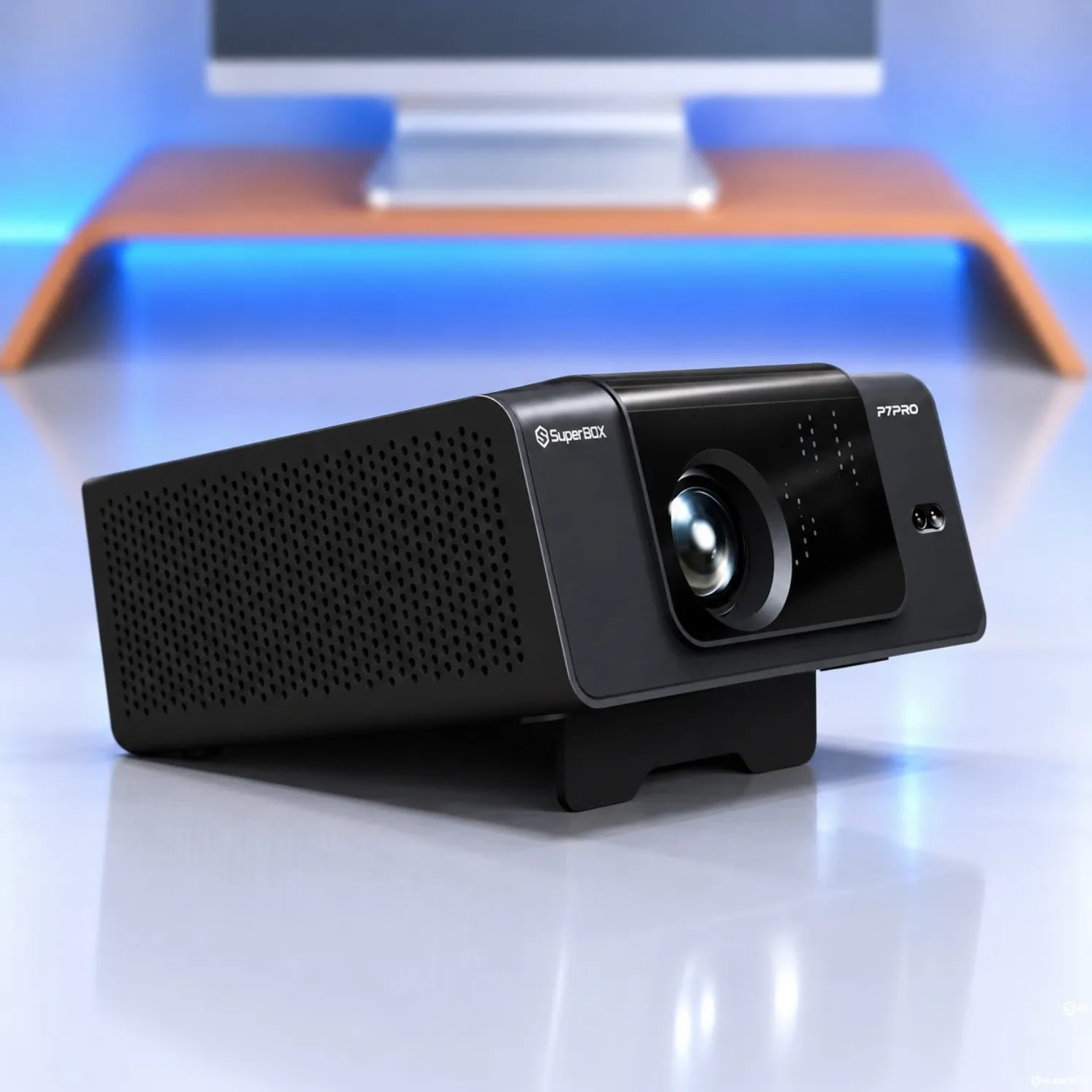 Front angled view of SuperBox P7 Pro Projector