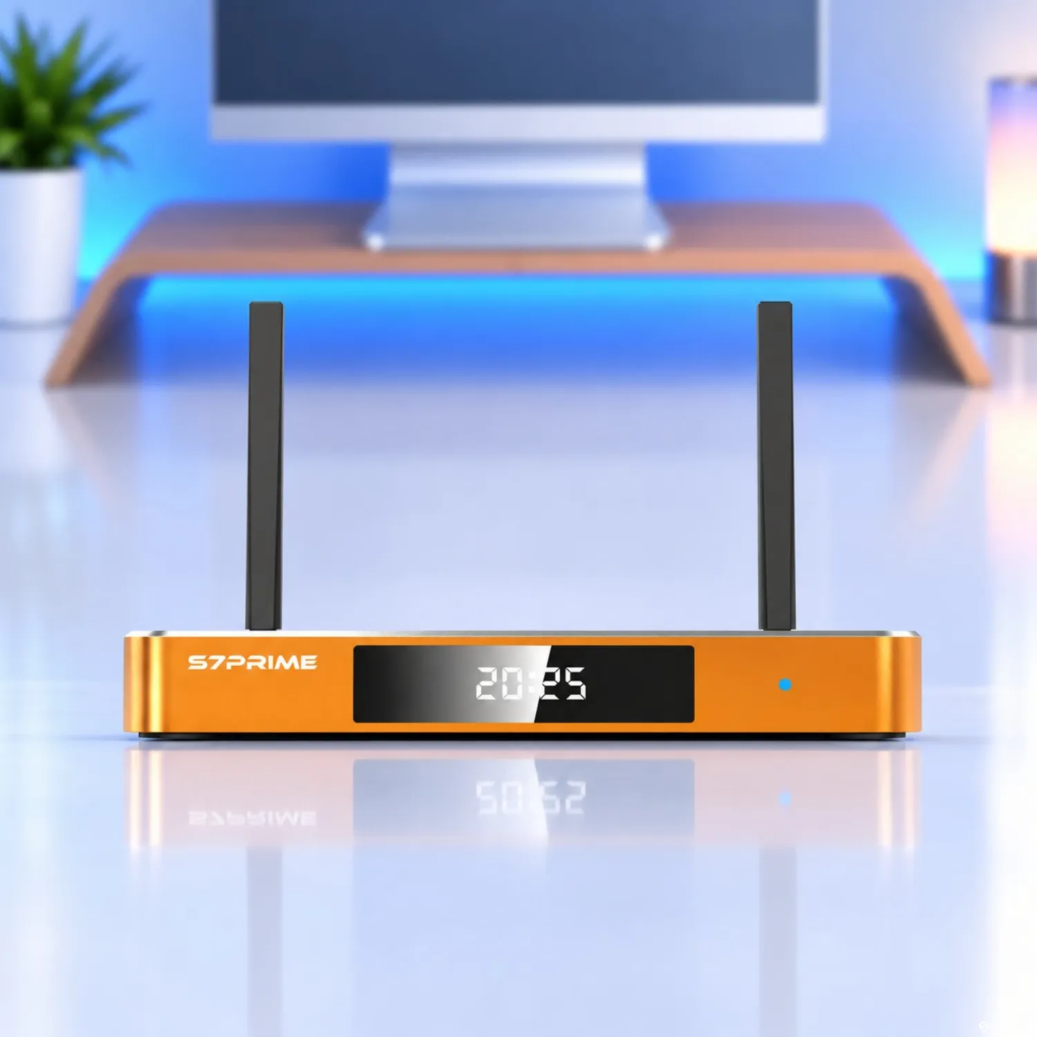 Front view of SuperBox S7 Prime with dual antennas
