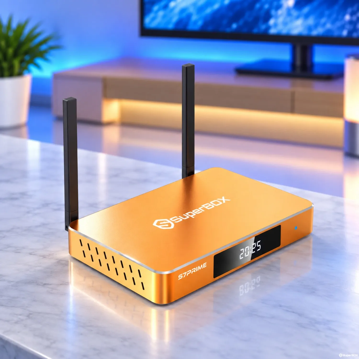 Left angled view of SuperBox S7 Prime TV Box