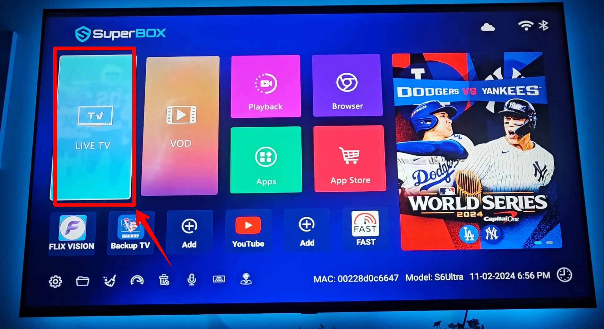 How to Watch NFL on SuperBox: Complete 2026 Live Football Guide 6 Step 1: Select the LIVE TV tile (or Blue TV app) from the SuperBox home screen.
