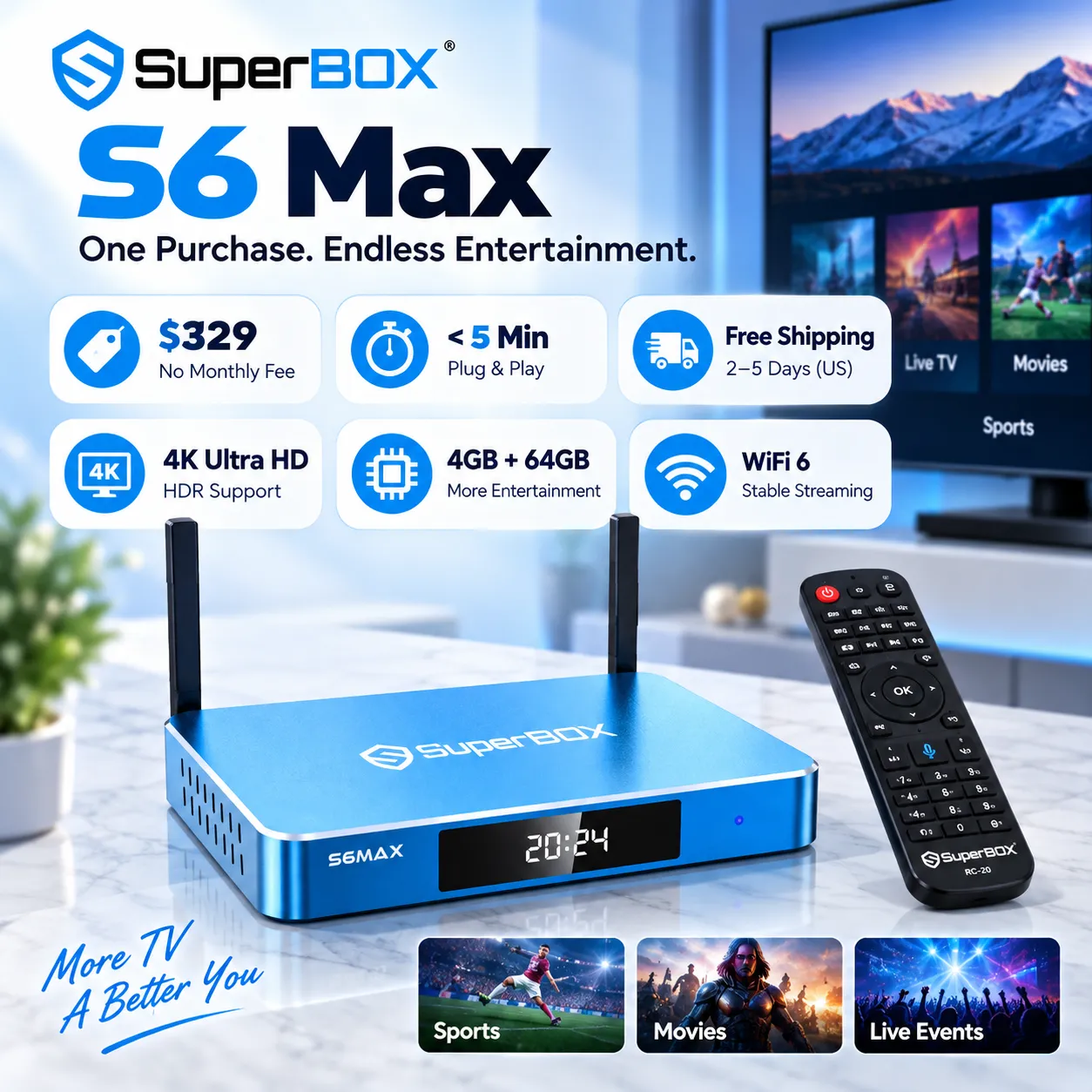 SuperBox S6 Max key benefits and entertainment features