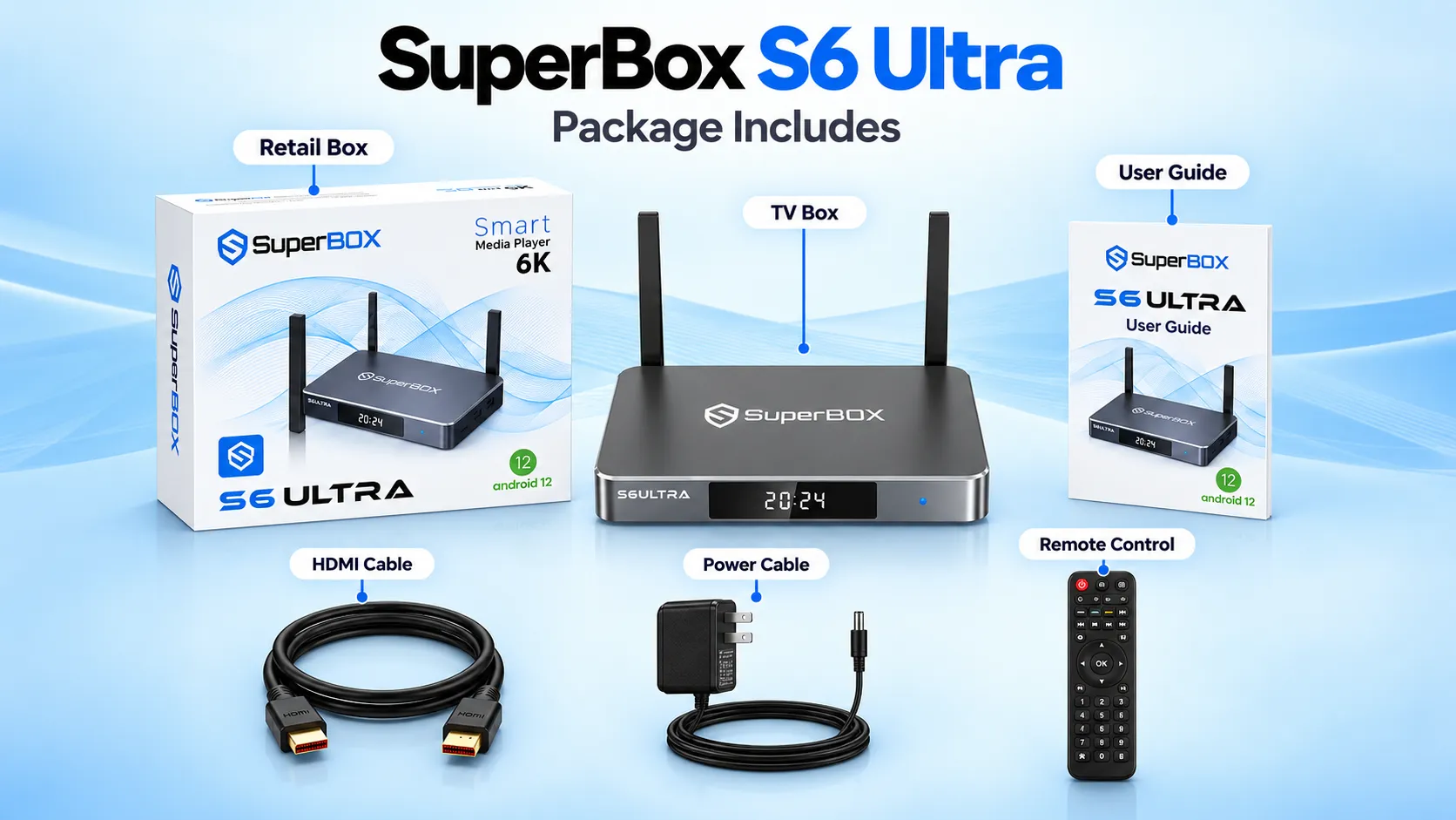 SuperBox S6 Ultra 12 SuperBox S6 Ultra package with included accessories