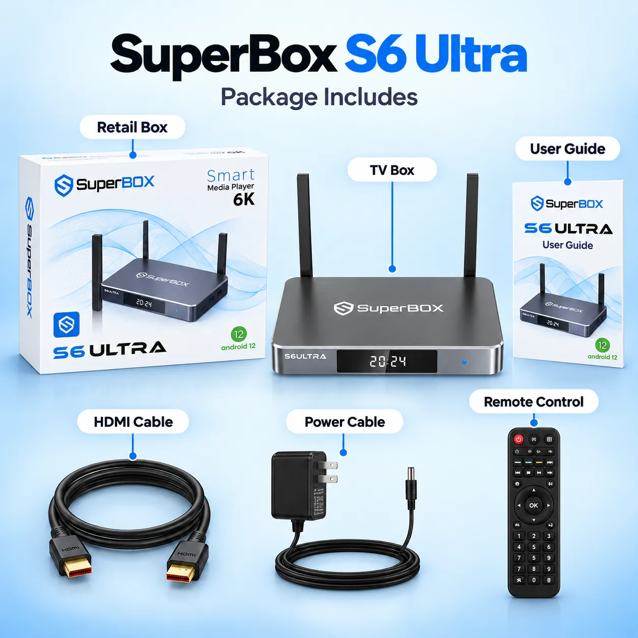 SuperBox S6 Ultra package with included accessories