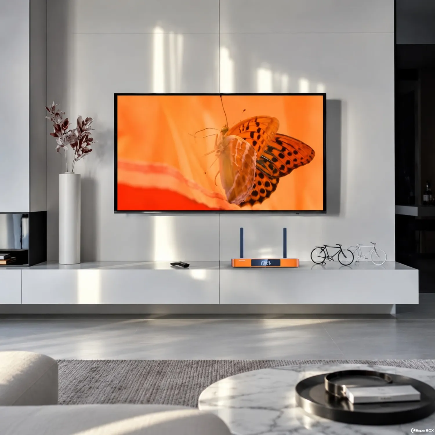 SuperBox S7 Prime in a modern home entertainment setup
