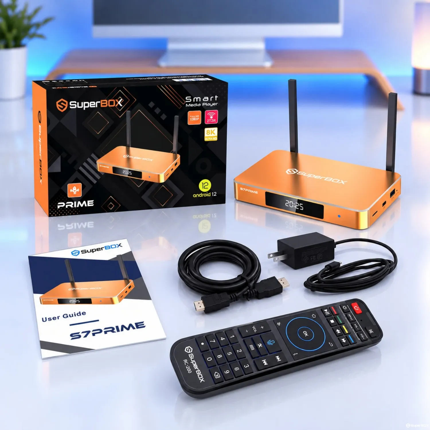 SuperBox S7 Prime package with retail box and included accessories
