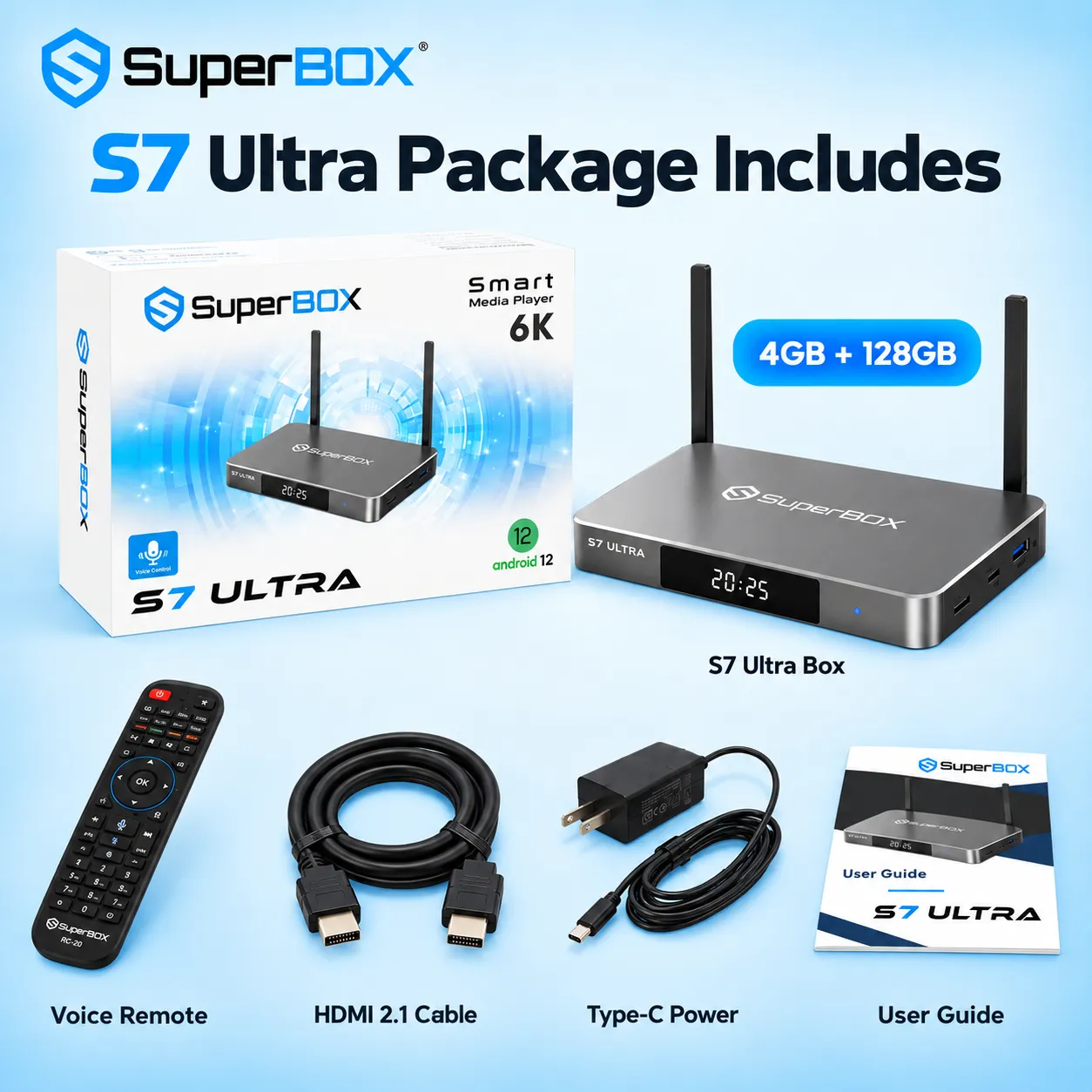 SuperBox S7 Ultra package with included accessories