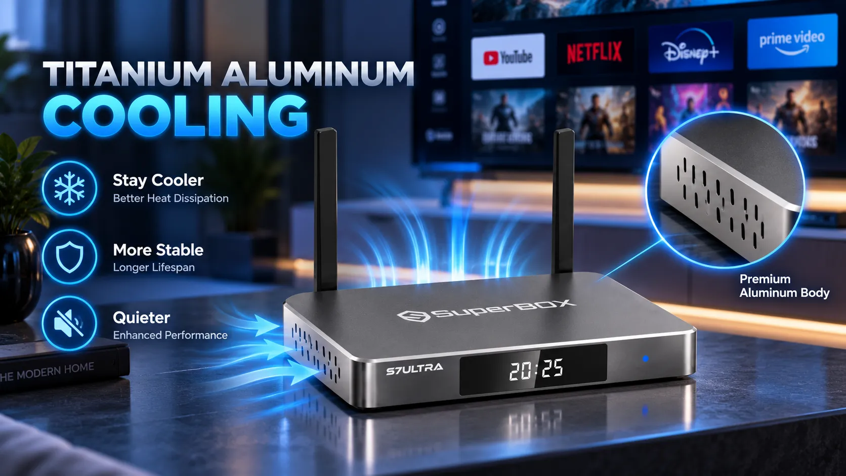 SuperBox S7 Ultra titanium aluminum cooling system