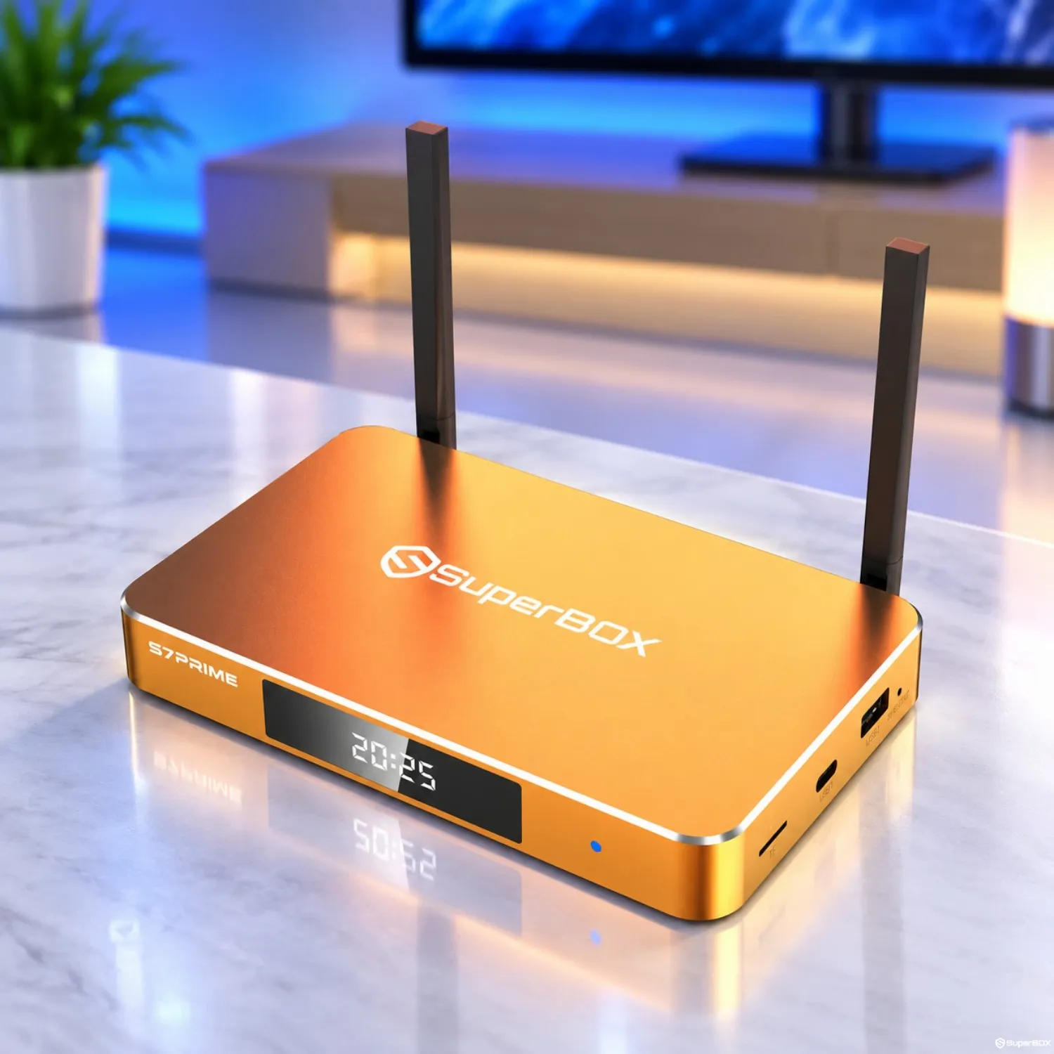 Top angled view of SuperBox S7 Prime TV Box