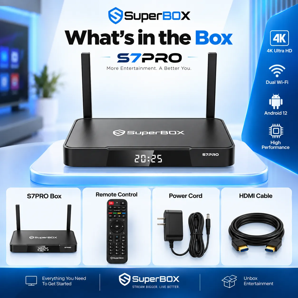 What is included in the SuperBox S7 Pro box