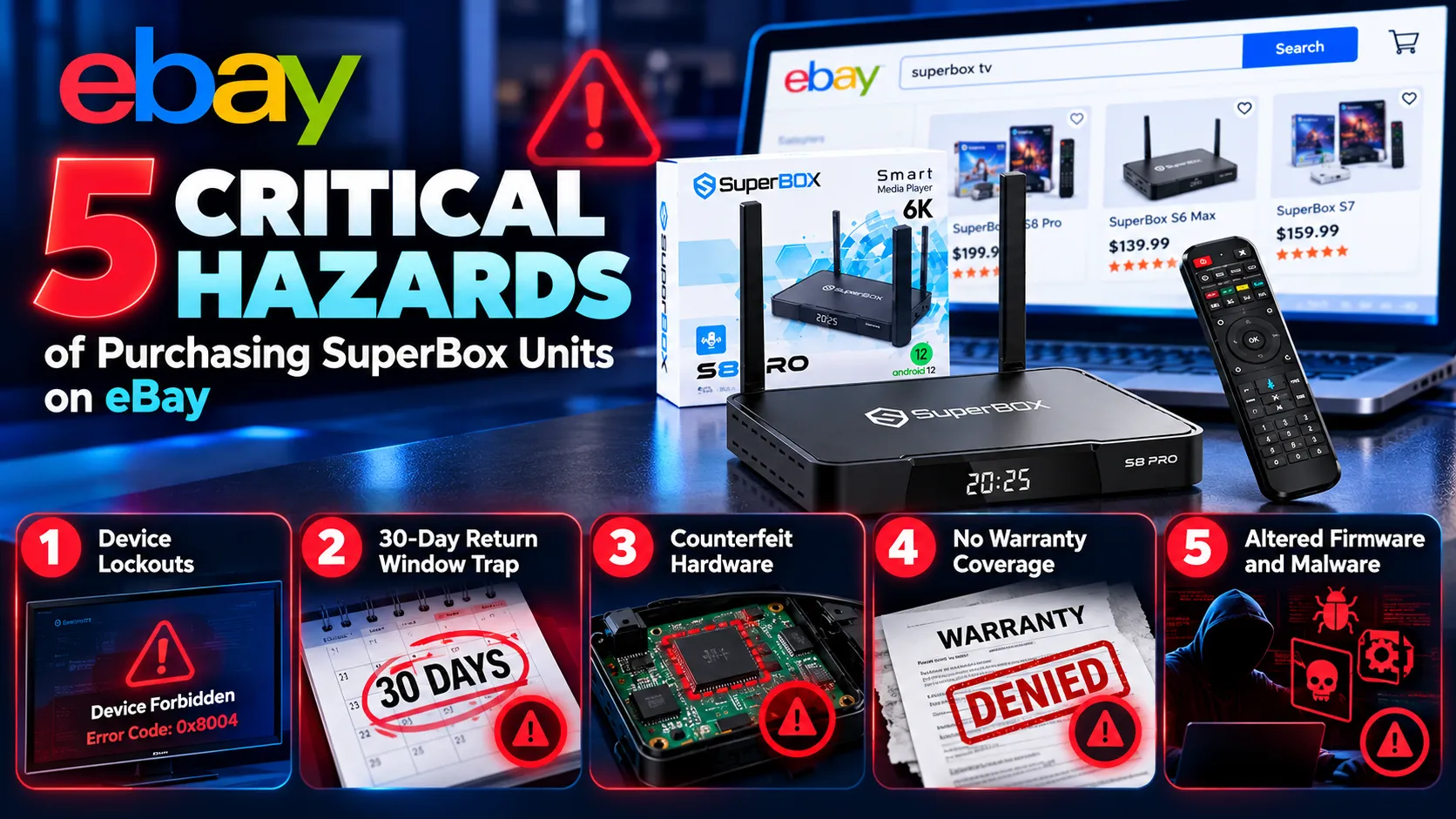 Buying SuperBox on eBay risks, remote device lockouts, and counterfeit hardware 7 5 critical hazards of purchasing SuperBox units on eBay